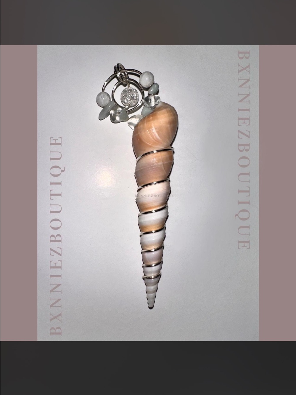 Shell & Crystal Wire Wrapped Pendant